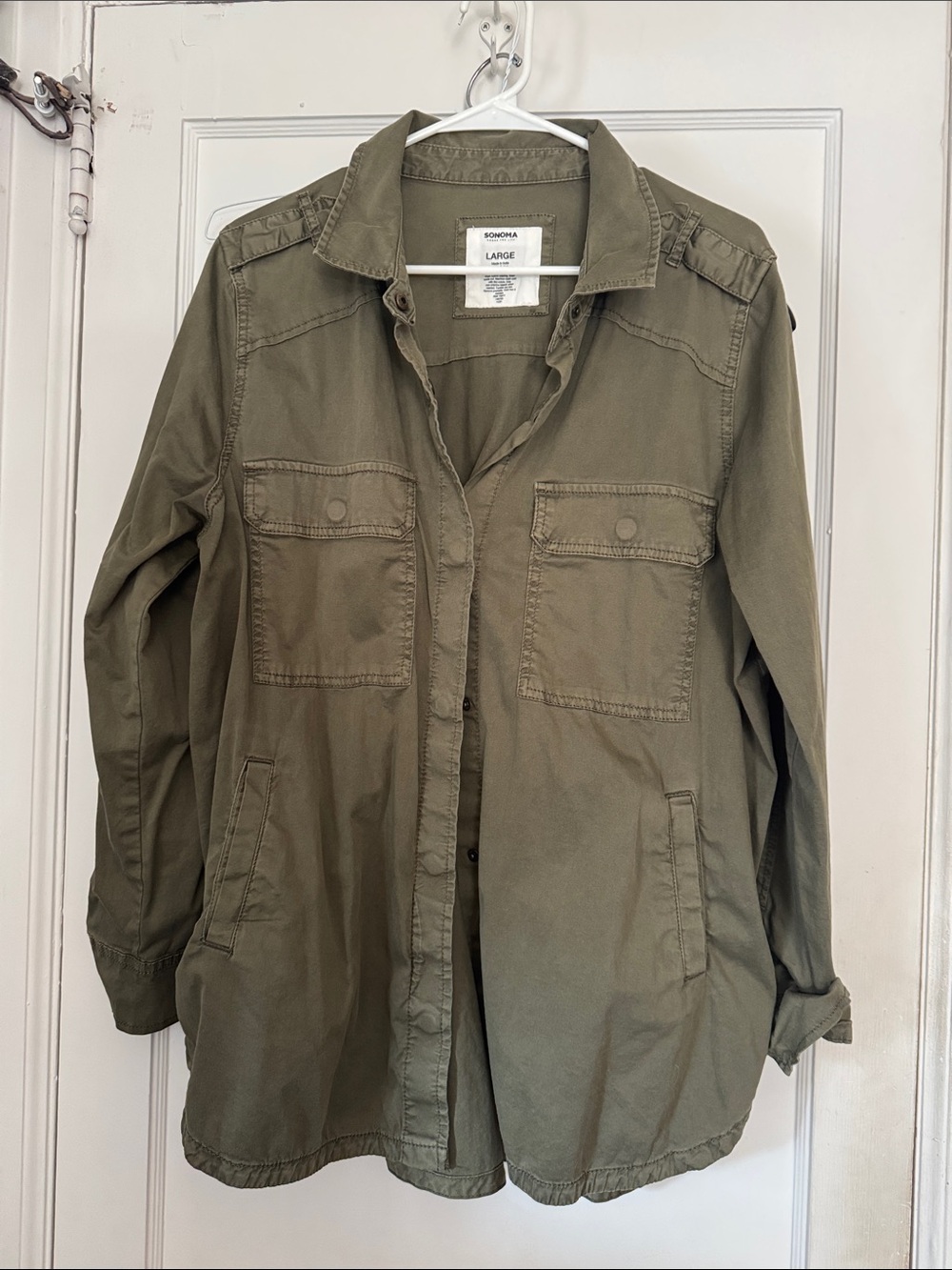 Sonoma Men's Olive Utility Button-Down Shirt Jacket